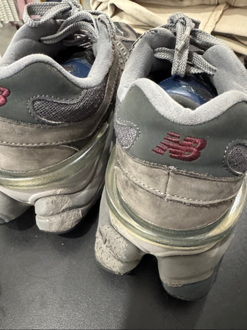 New Balance Grey Mesh & Suede Sneakers with Blue Logo - Picture 8 of 8